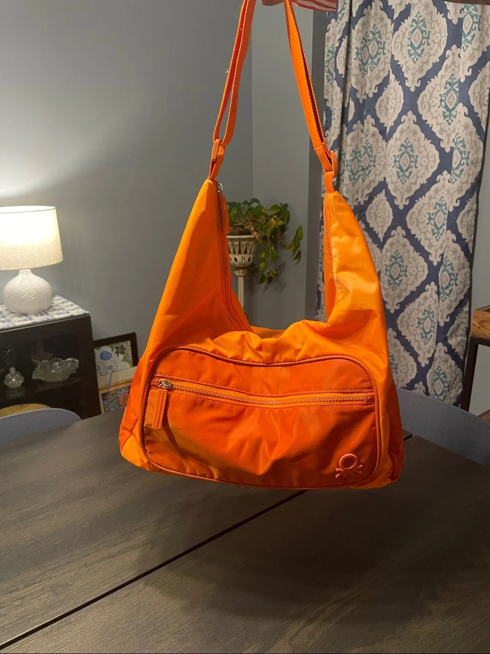 United Colors Of Benetton Orange Nylon Hobo Satchel
